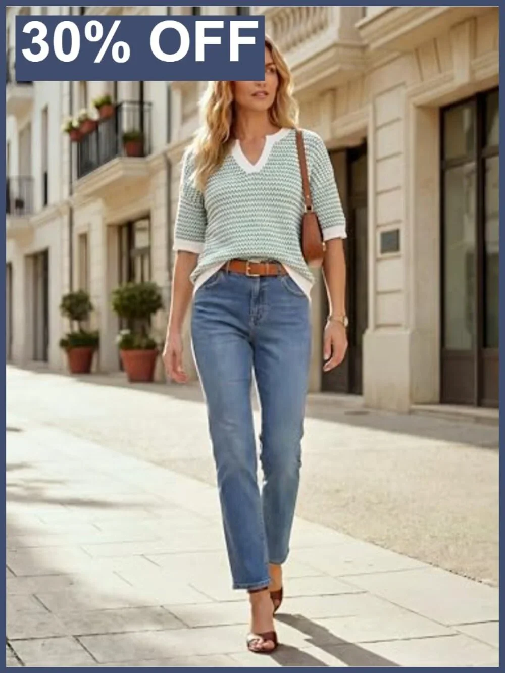 Short Sleeve Striped Pullover Sweater V-Neck Cotton Work Casual